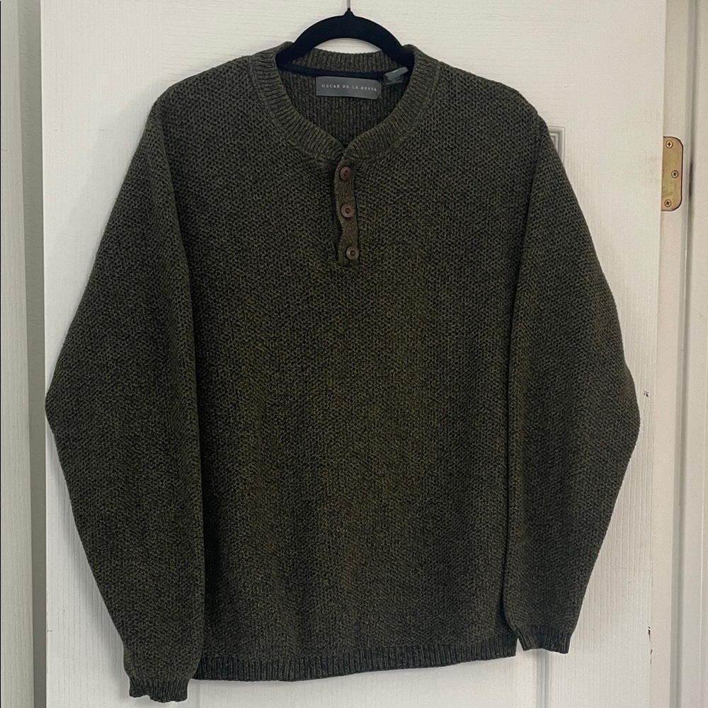 Oscar de la Renta vintage sweater knit XL green heritage classic heirloom